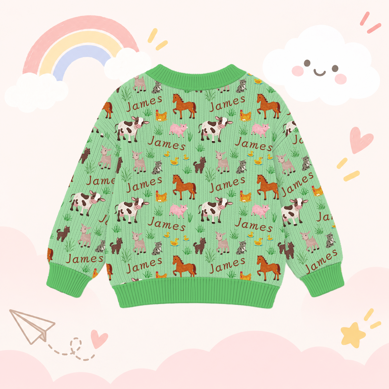 Personalized Lovely Kids Adorable Animals Knit Sweater | CWSweater18