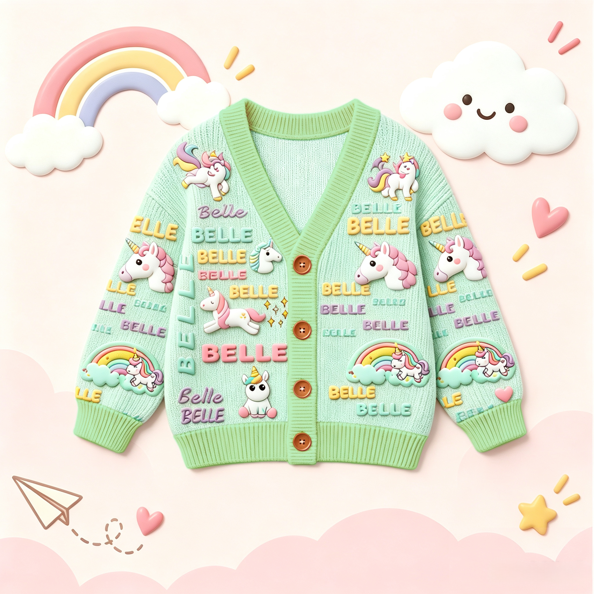 Personalized Lovely Kids Adorable Unicorn Knit Sweater | CWSweater30
