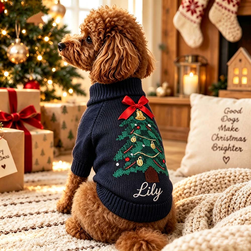 Personalized Embroidered Pets Christmas Knit Sweater | MCGift413