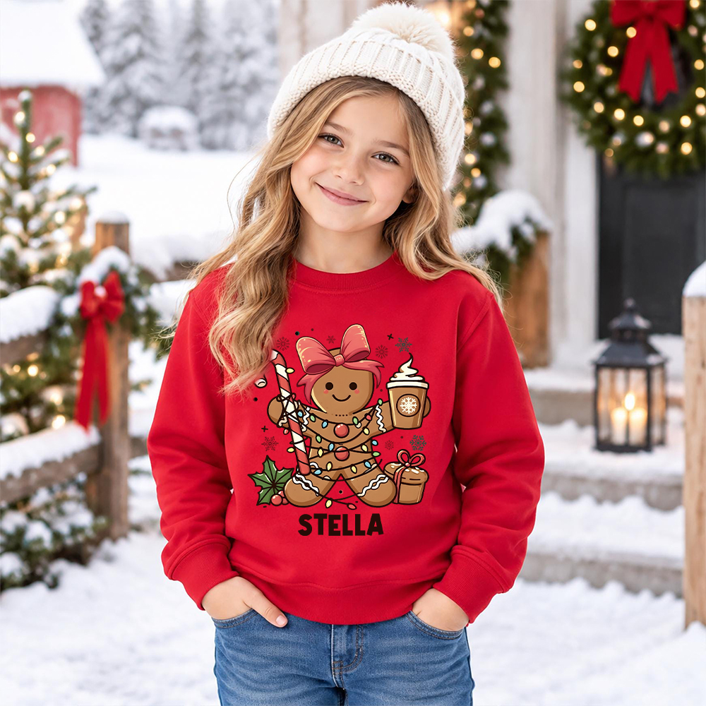 Personalized Christmas Kids Gingerbread Sweatshirt | MCGift419