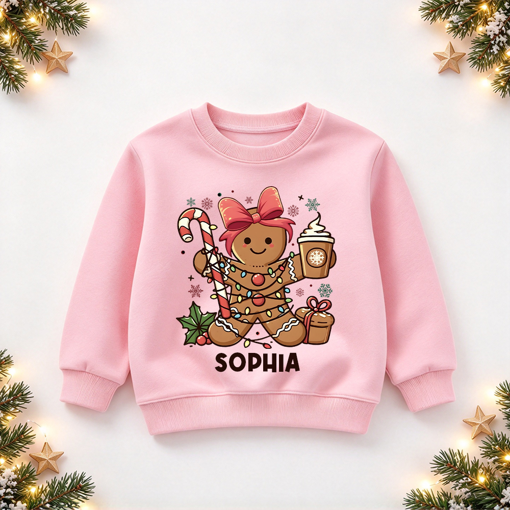 Personalized Christmas Kids Gingerbread Sweatshirt | MCGift419