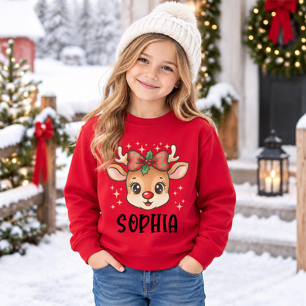 Personalized Christmas Kids Reindeer Sweatshirt | MCGift418