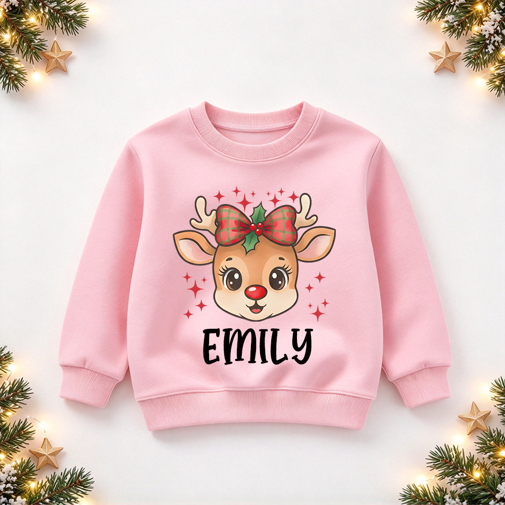 Personalized Christmas Kids Reindeer Sweatshirt | MCGift418