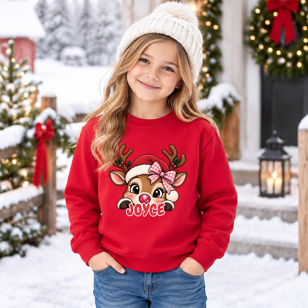 Personalized Christmas Kids Reindeer Sweatshirt | MCGift417