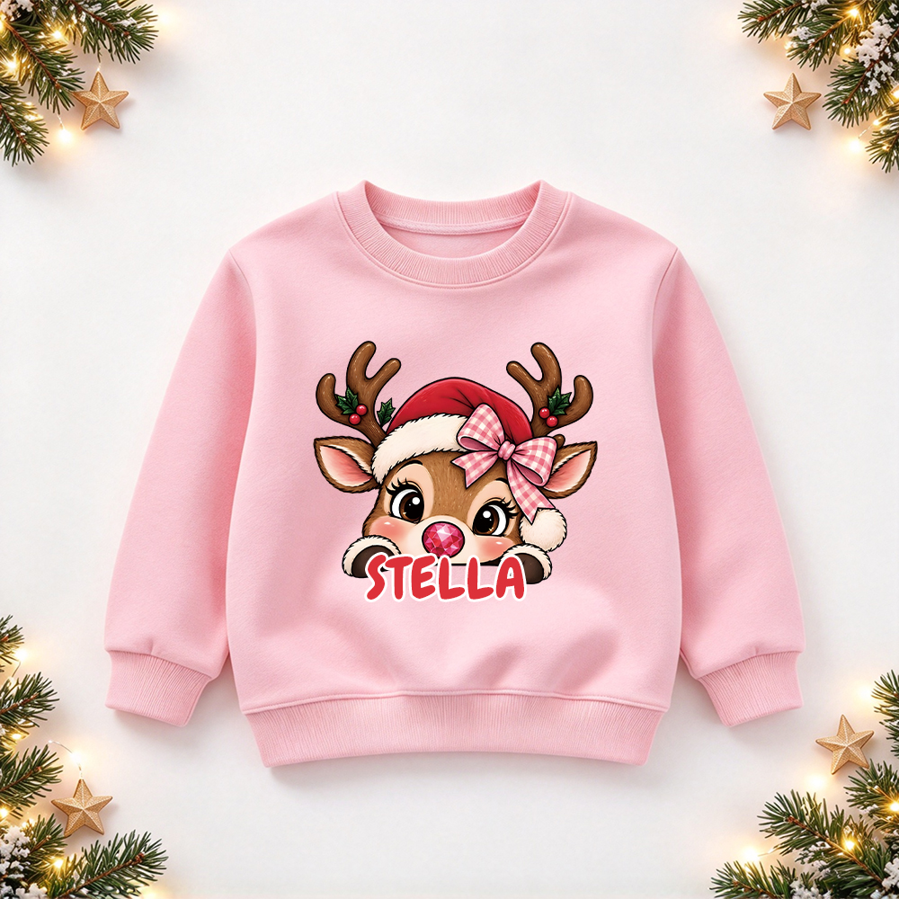 Personalized Christmas Kids Reindeer Sweatshirt | MCGift417