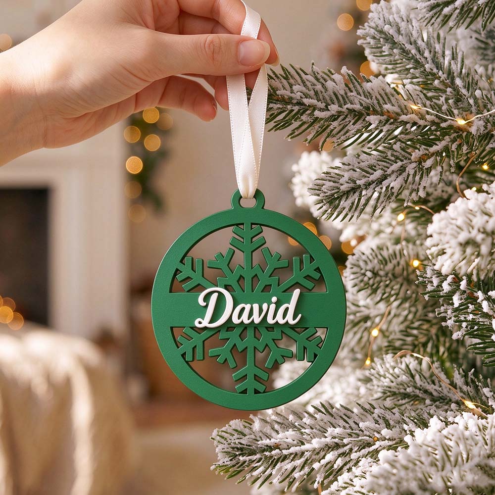 Personalized Christmas 3D Printed Snowflake Ornament | MCGift412