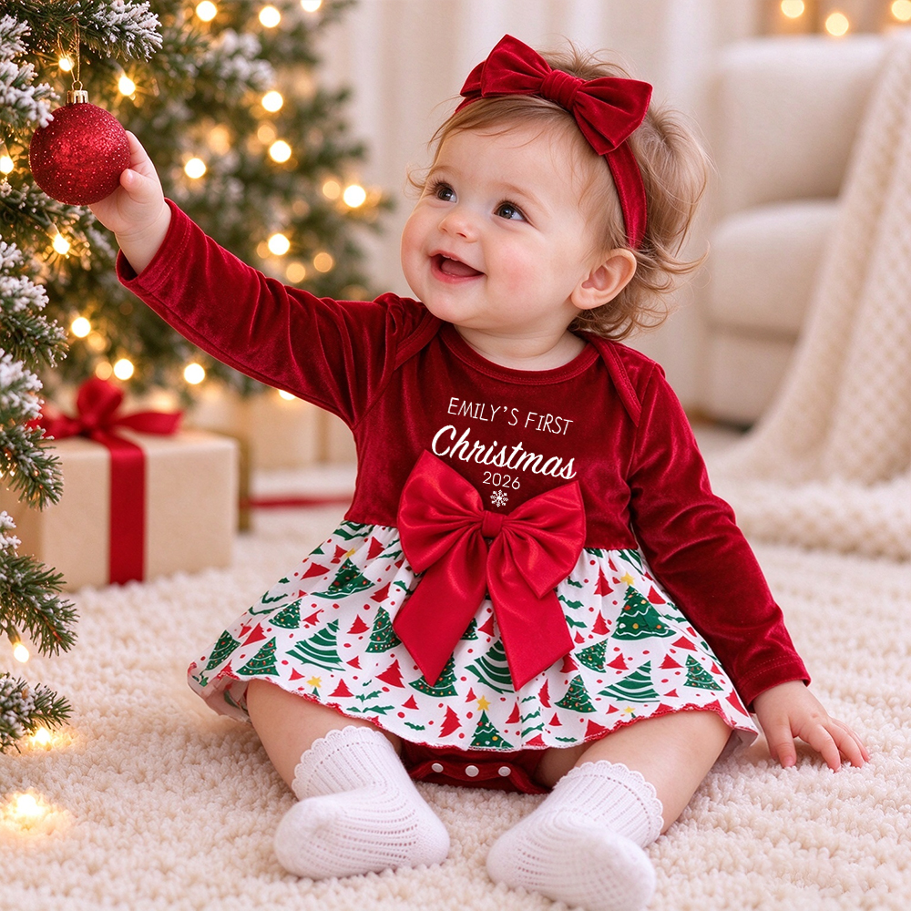 Personalized Baby Girl Christmas Dress Set | MCGift426