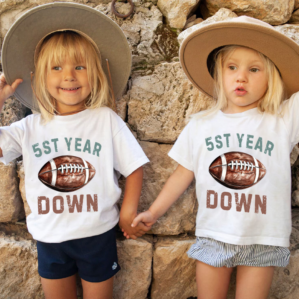 Personalized First Year Down Football Birthday T-Shirt | inBirth20