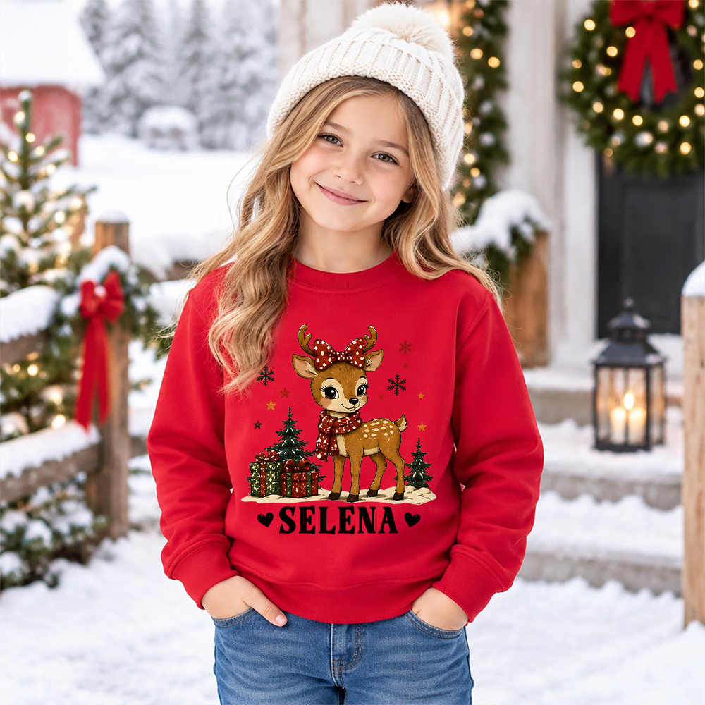 Personalized Christmas Kids Reindeer Sweatshirt | MCGift420