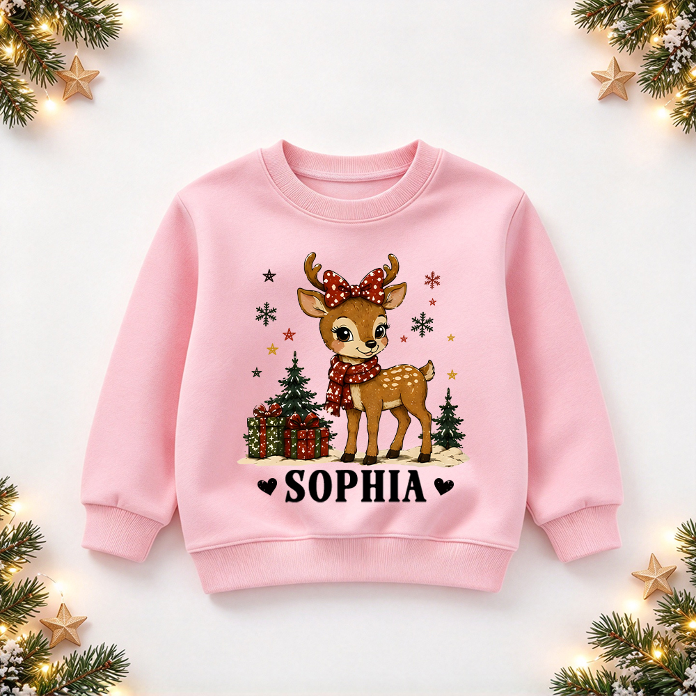 Personalized Christmas Kids Reindeer Sweatshirt | MCGift420