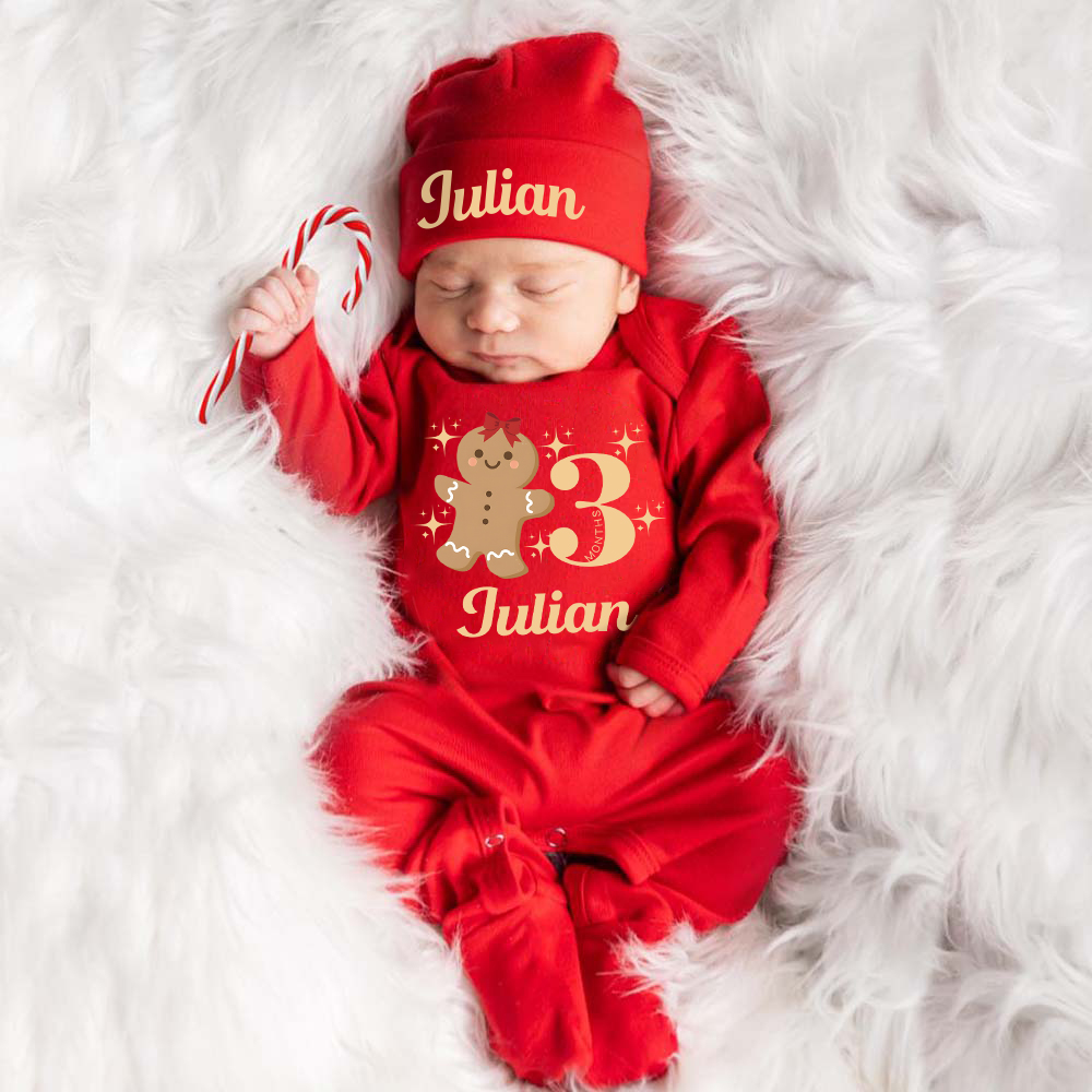 Personalized Baby Christmas Cute Design Romper & Hat Set | MCGift422