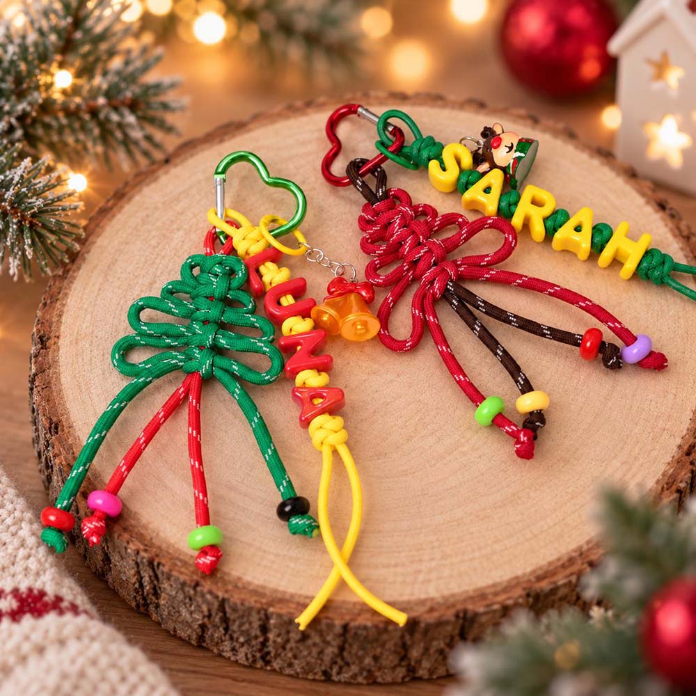 Personalized Christmas Multicolor Letter Beaded Bag Charm | CWGift110