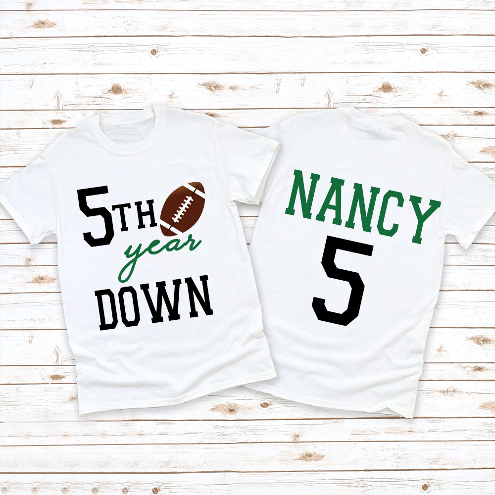 Personalized Three Year Down Football Birthday T-Shirt | inBirth21