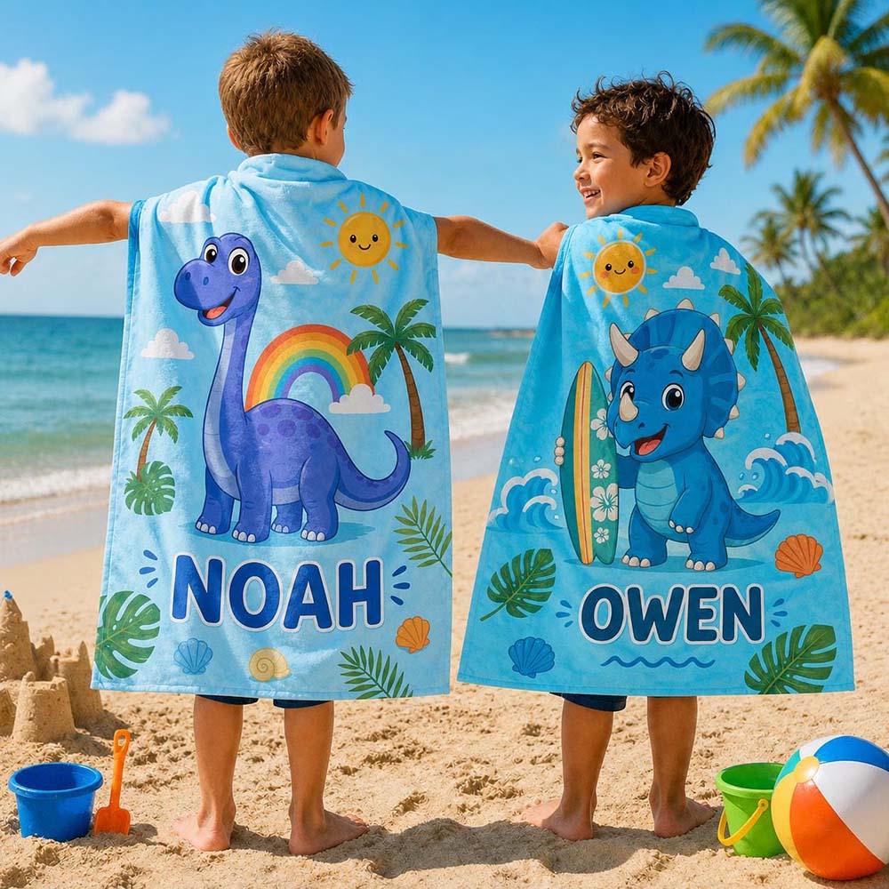 Personalized Kids Dinosaur Towel for Summer & Beach | CWTowel200