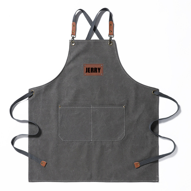 Personalized Leather Patch Canvas Apron with Pockets for Kid & Adult | Apron25