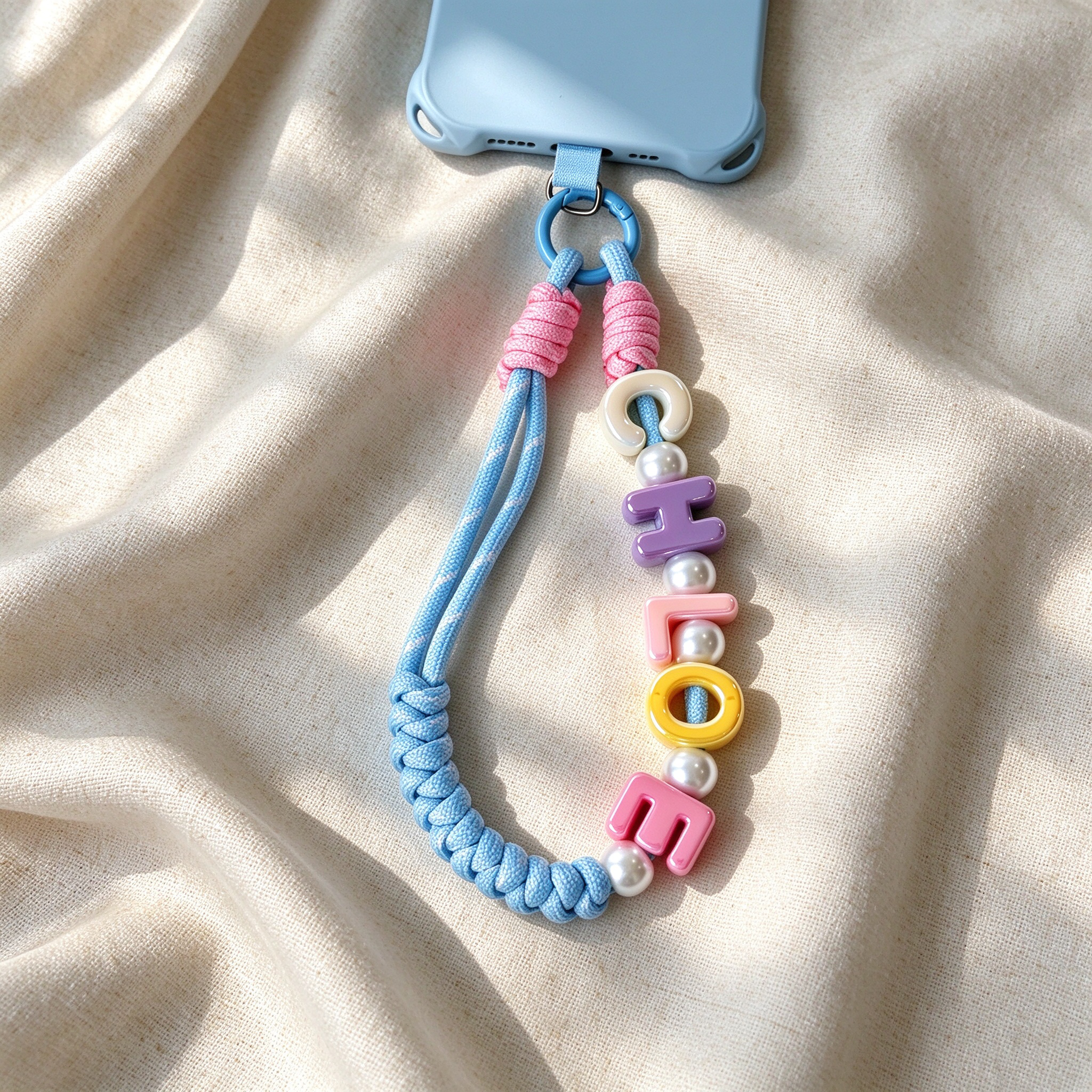 Personalized Colorful Name Letter Phone Charms With Lanyard Wristlet | CWGift112