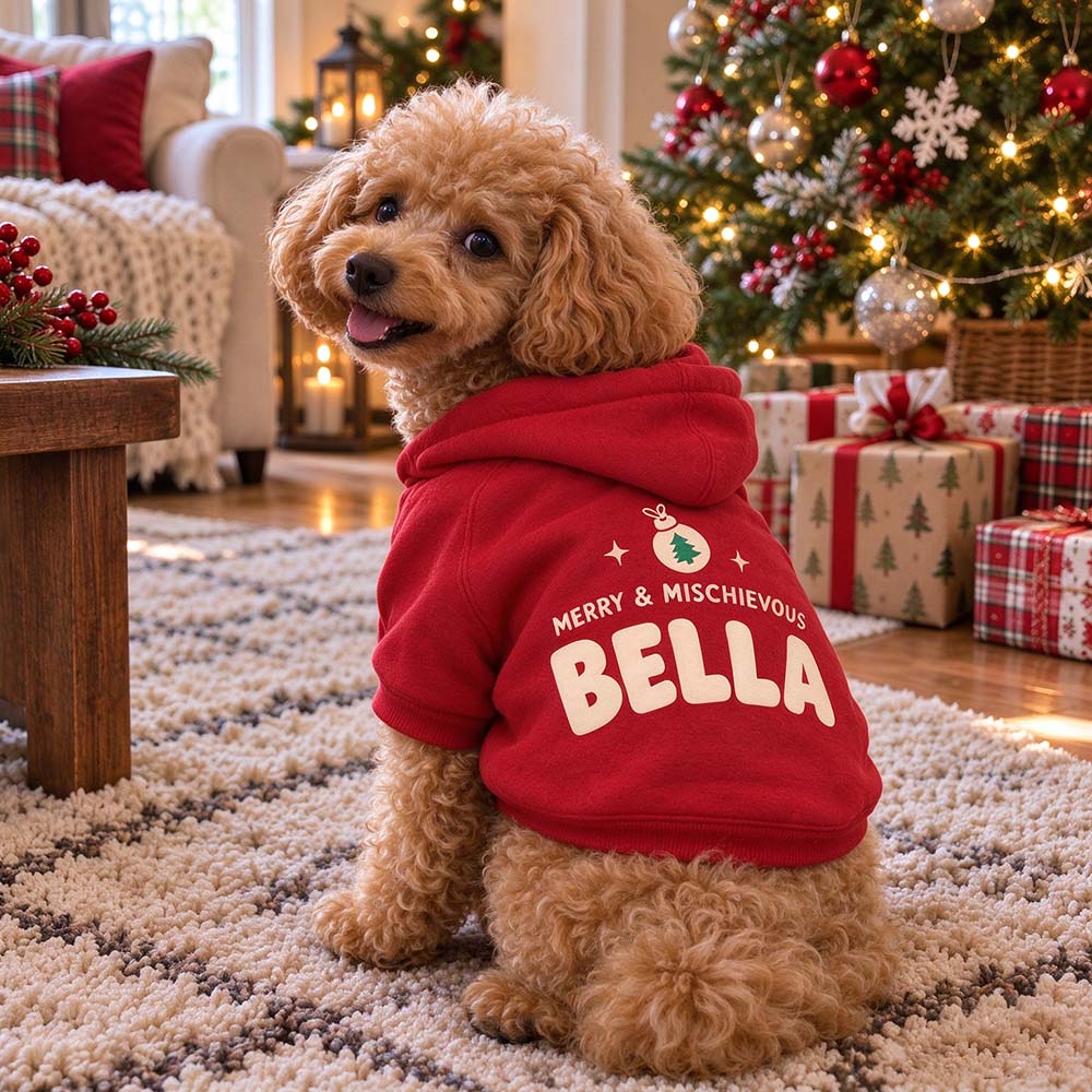Personalized Christmas Pets Merry & Mischievous Hoodie | MCGift435