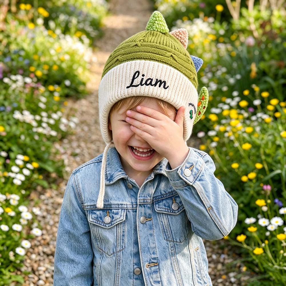 Personalized Embroidered Dinosaur Knit Hat for Kids | HSKid103
