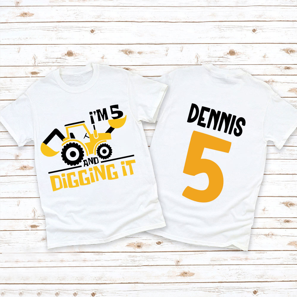 Personalized Digging It Construction Birthday T-Shirt | inBirth22