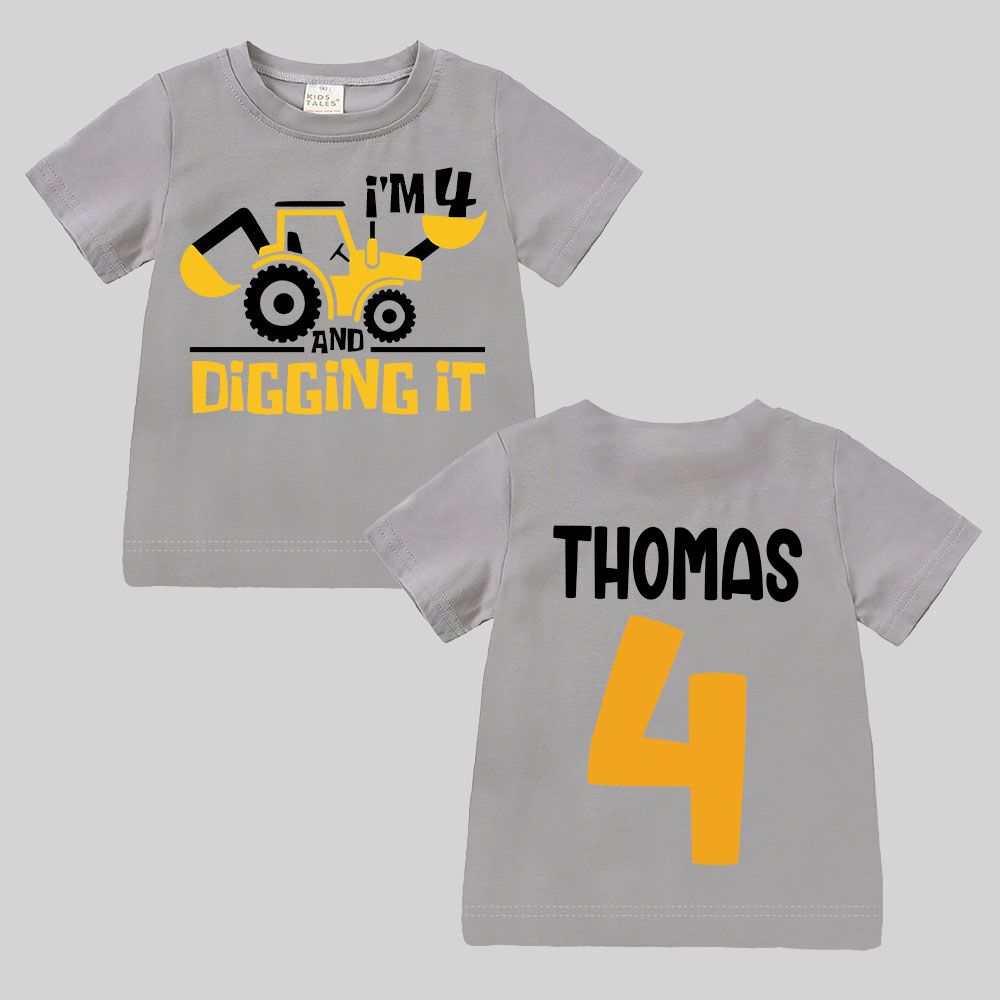 Personalized Digging It Construction Birthday T-Shirt | inBirth22
