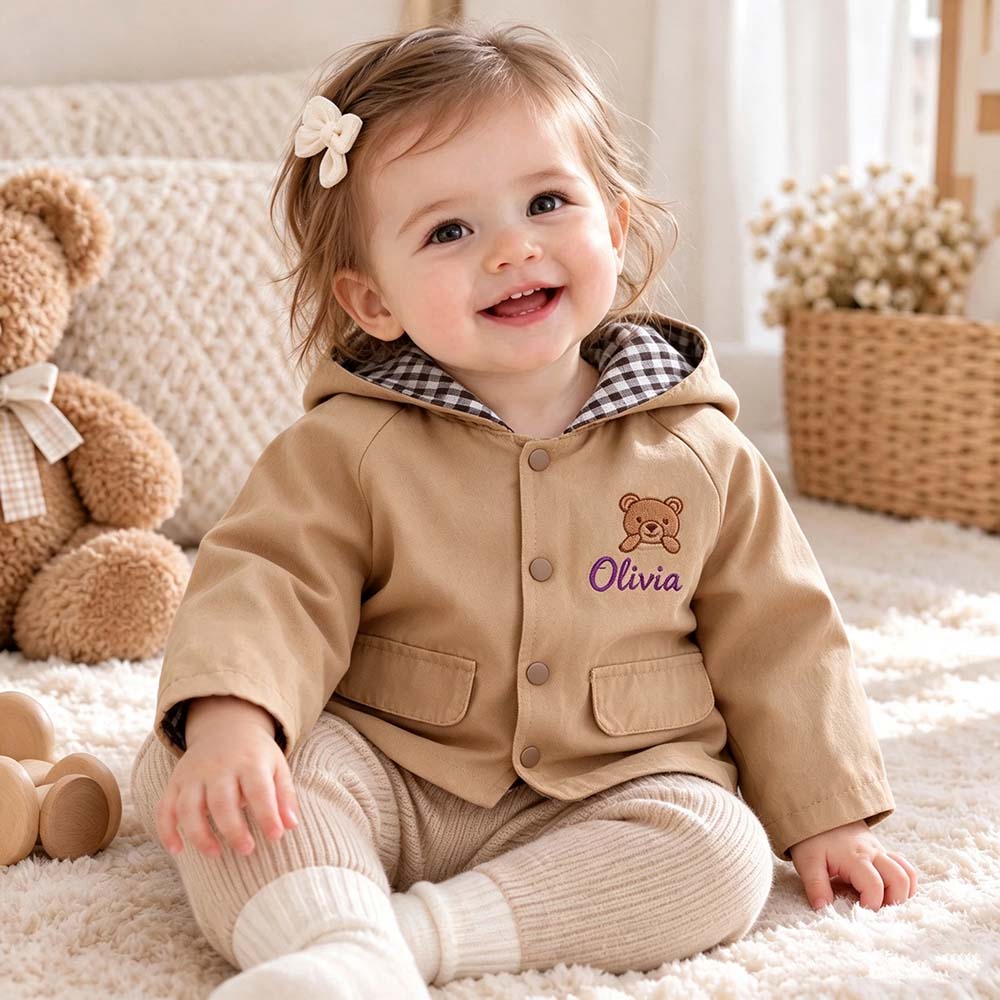Personalized Embroidered Adorable Bear Ears Jacket for Kids | CWBaby552