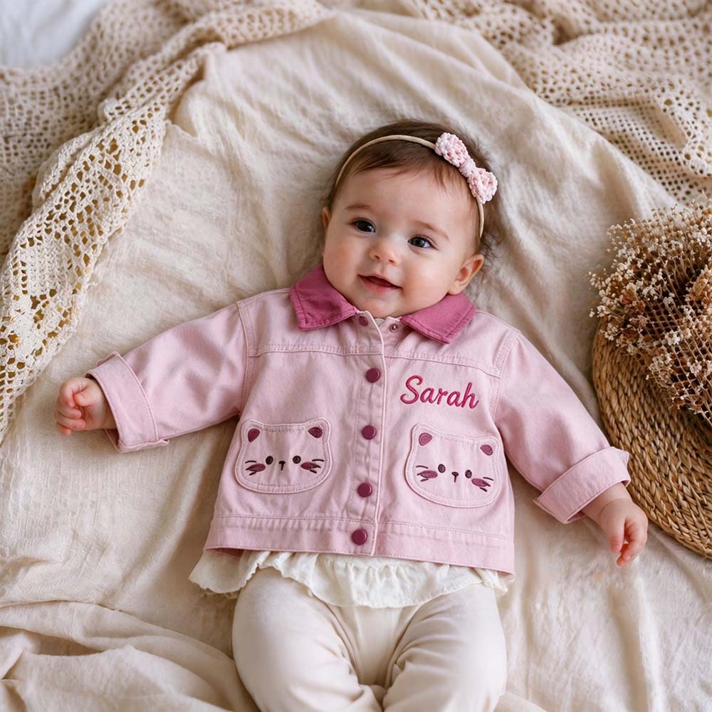 Personalized Embroidered Cute Kitty Jacket for Kids | CWBaby553