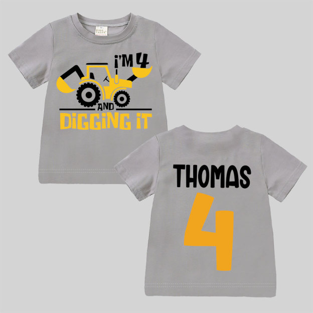 Personalized Digging It Construction Birthday T-Shirt | inBirth22