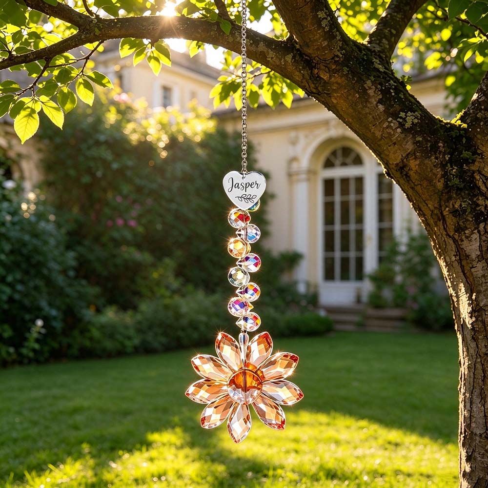 Personalized Pet Crystal Flower Sun Catcher Decor | BKPet643