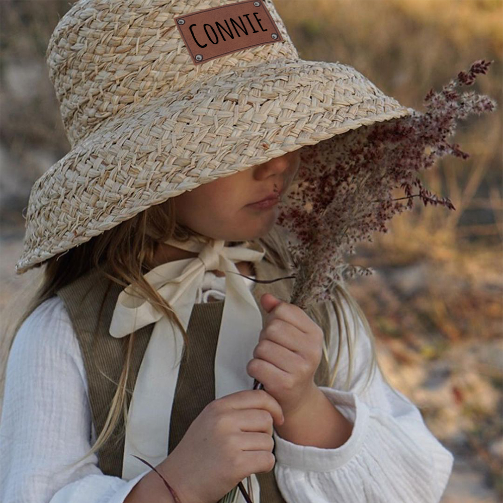 Personalized Summer Leather Patch Straw Hat for Comfort & Unique | CWBeach85
