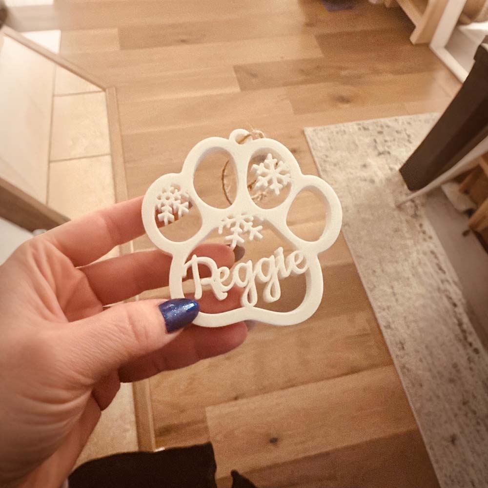 Personalized 3D Printed Pet Paw Christmas Ornament | BKPet646