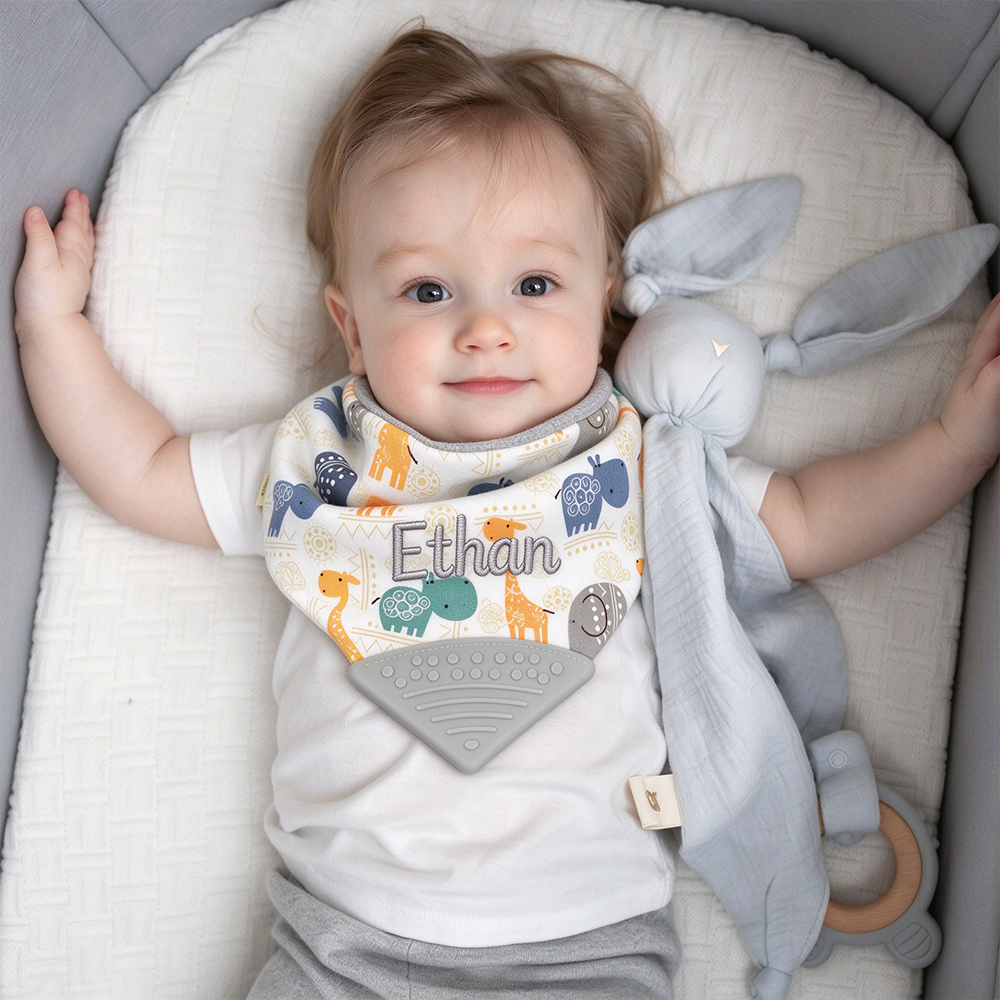 Personalized Embroidered Baby Muslin Cotton Bibs | CWBaby557
