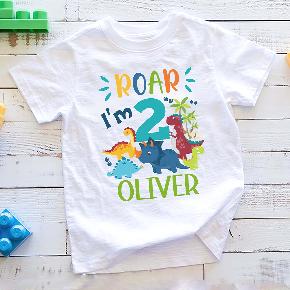 Personalized Dinosaur ROAR Party Birthday T-Shirt | inBirth02