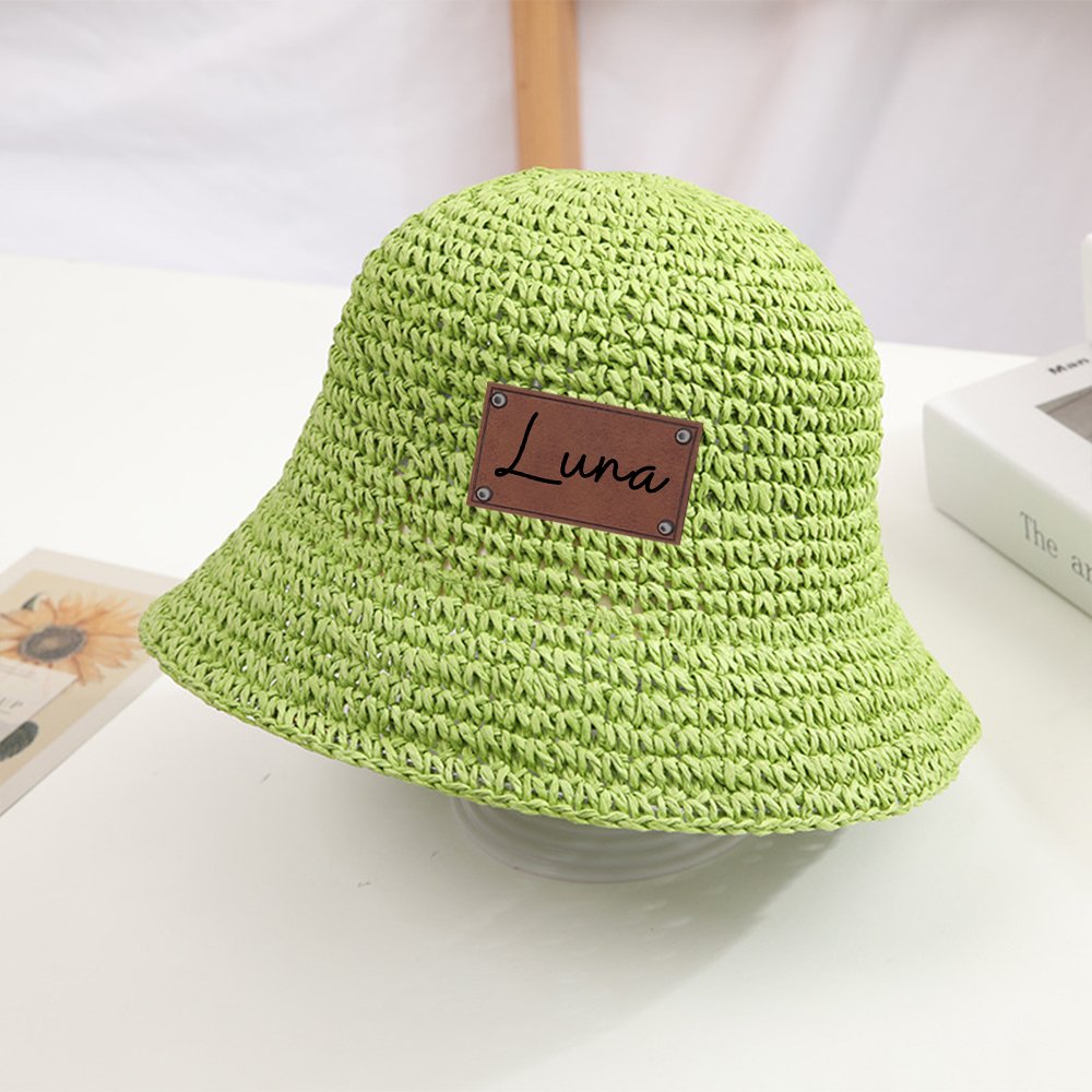 Personalized Colorful Leather Patch Straw Hat for Comfort & Unique | CWBeach86