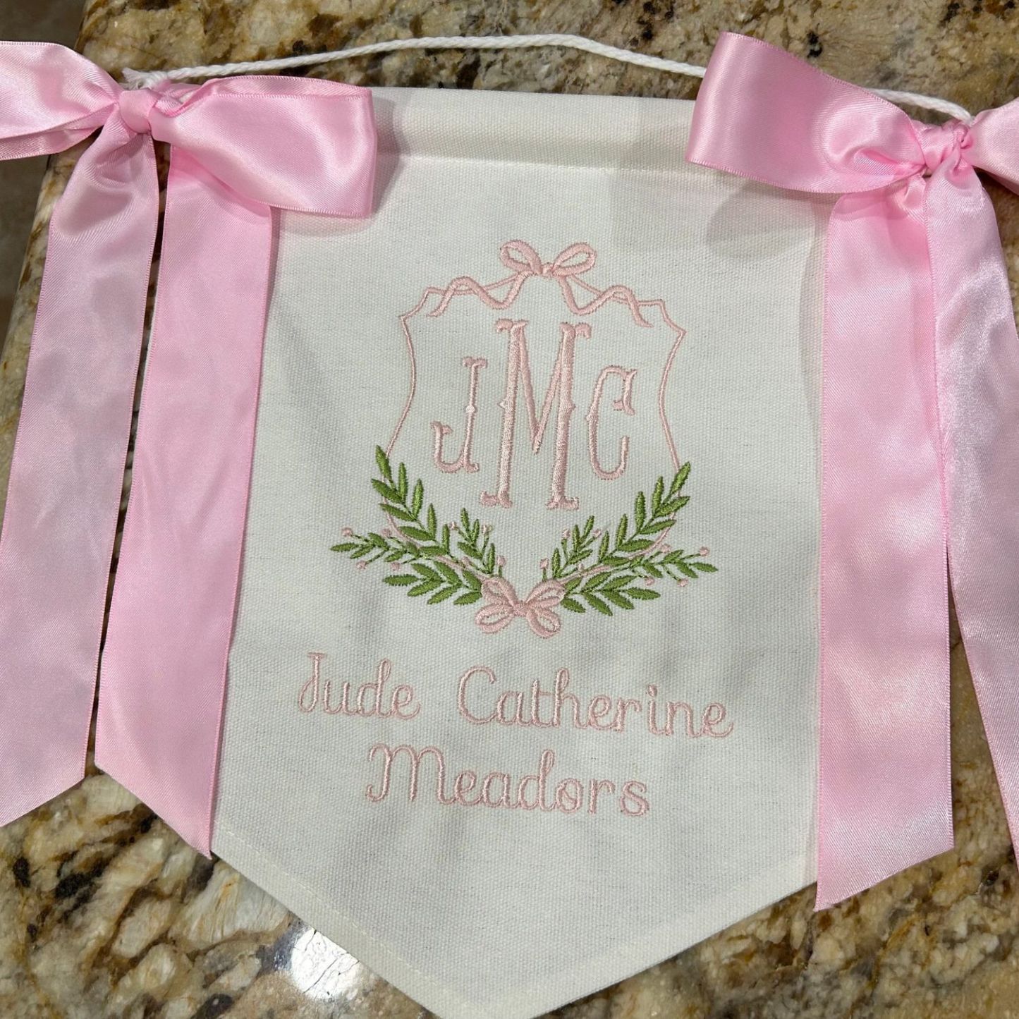 Personalized Baby Welcome Banner with Bows | CWBaby45
