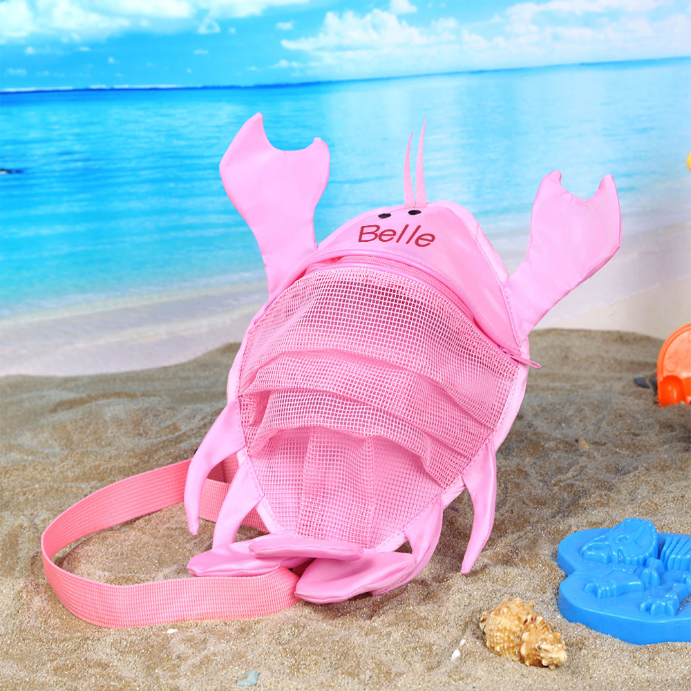 Personalized Lovely Lobster Seashell Zipper Mesh Beach Bag | CWBeach94