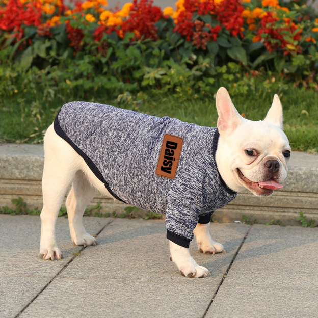 Personalized Leather Patch Pets Color Sweater | BKPet57