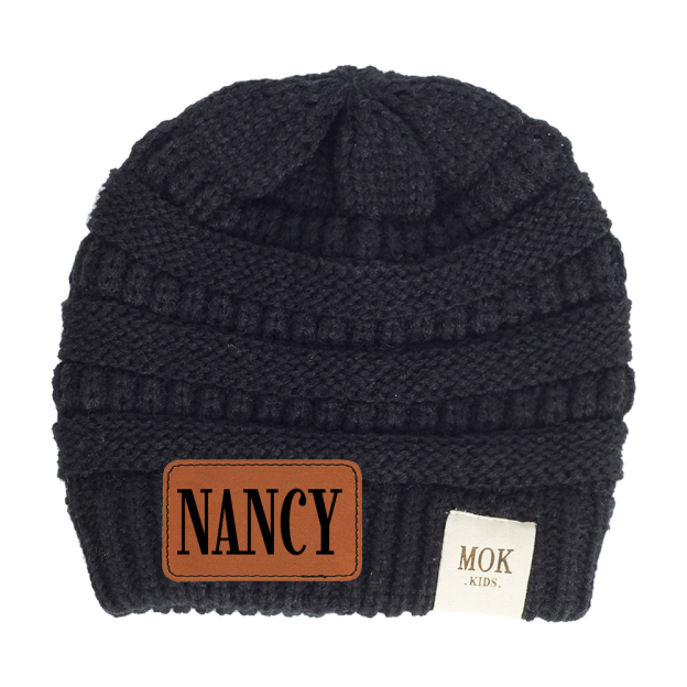 Personalized Leather Patch Kid Beanie for Comfort & Unique | HSKid29