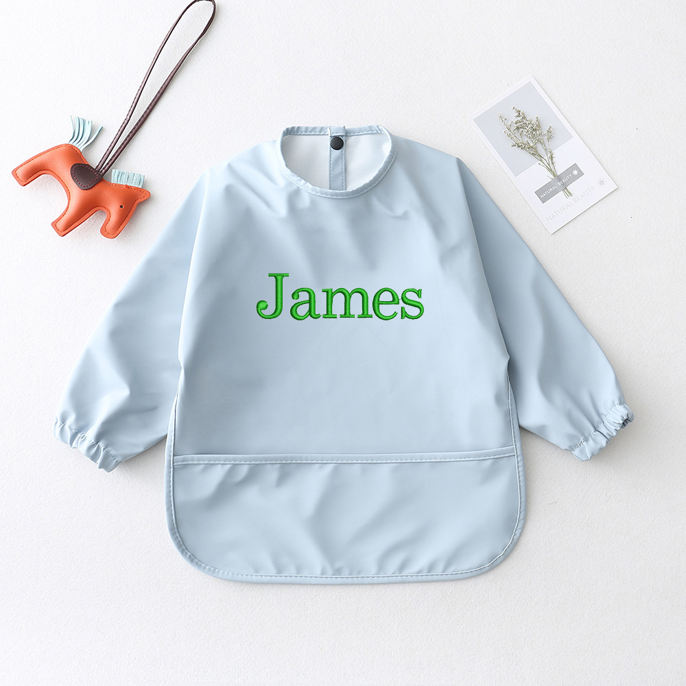 Personalised Baby Long Sleeve Waterproof Color Bib  | CWBaby61