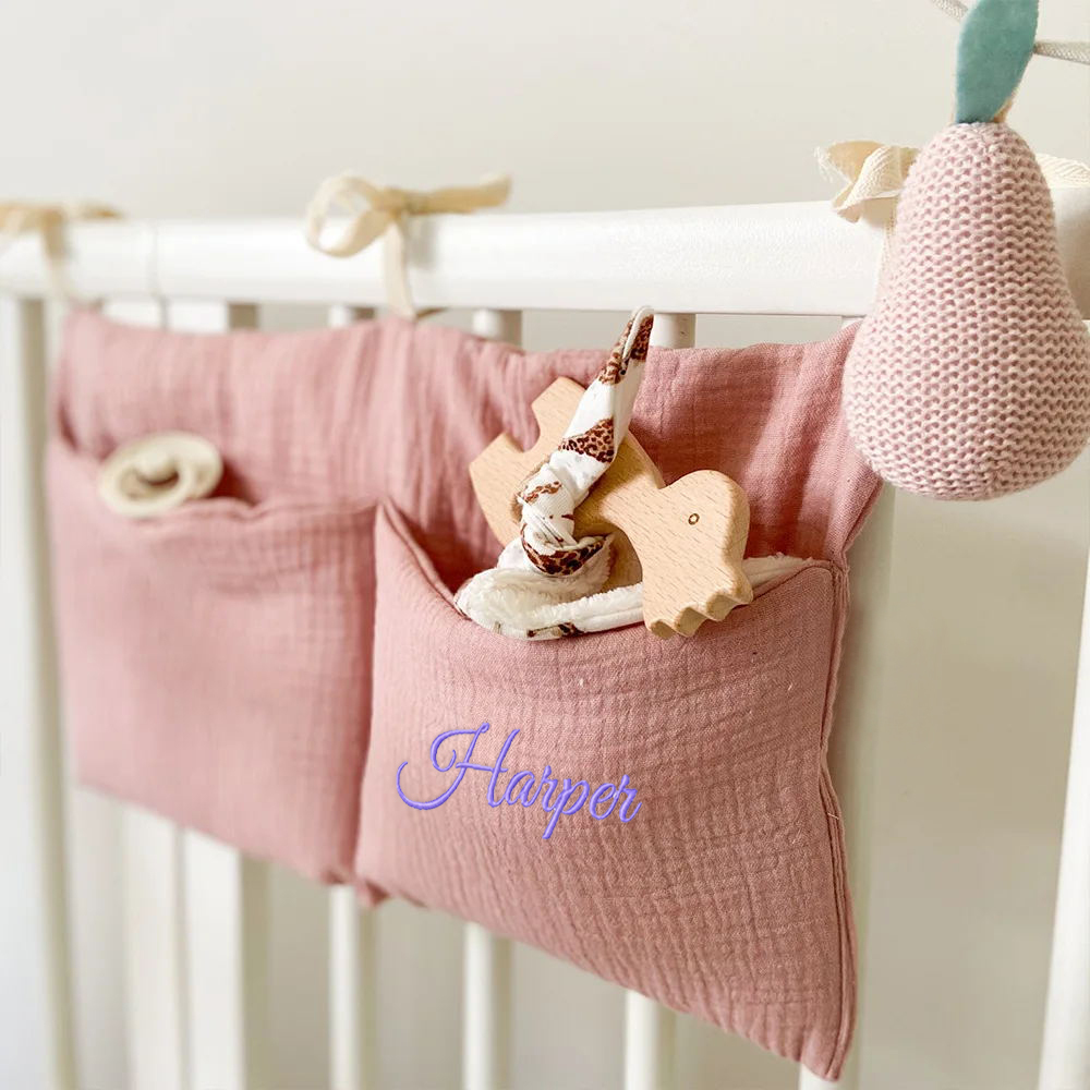 Personalised Embroidery Baby Bed Pocket Accessorise & Diapers Storage | CWBaby58