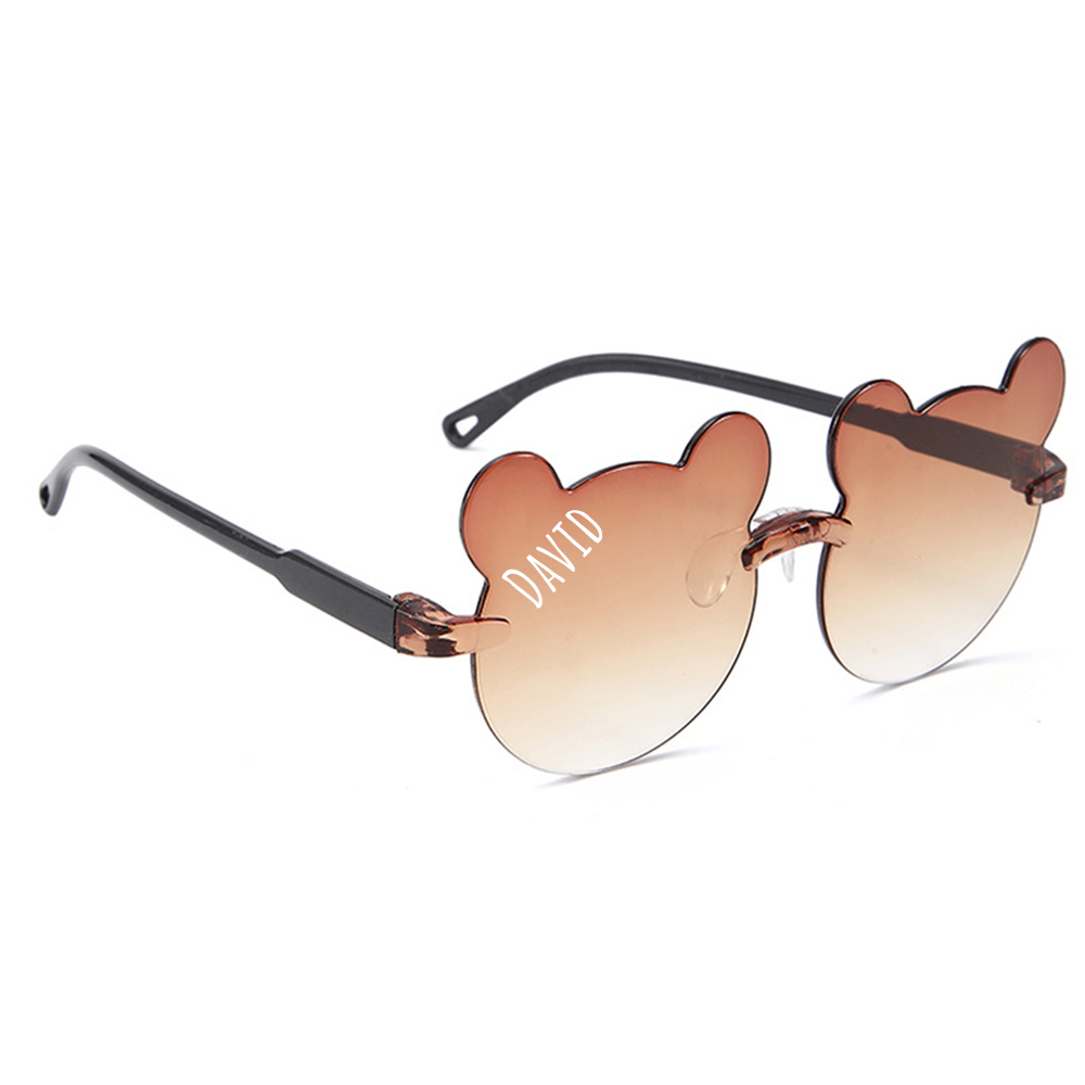 Personalized Bear Outline Rimless Sunglasse For Kids | CWBeach101