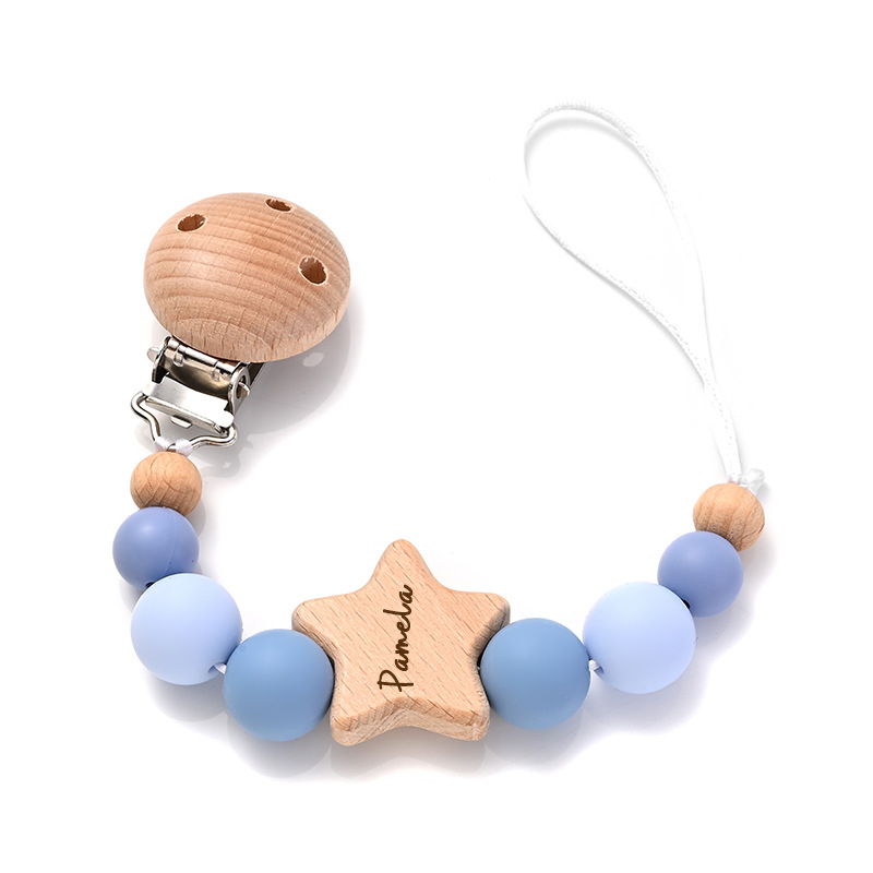 Personalized Baby Pacifier Star Color Bead Clip | CWBaby64