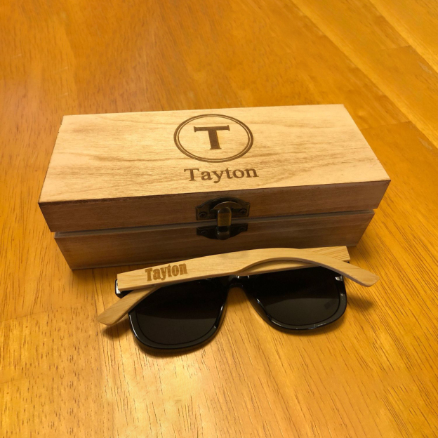 Personalized Kid Sunglasses with Wood Box | CWBeach110