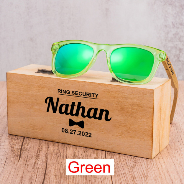 Personalized Kid Sunglasses with Wood Box | CWBeach110
