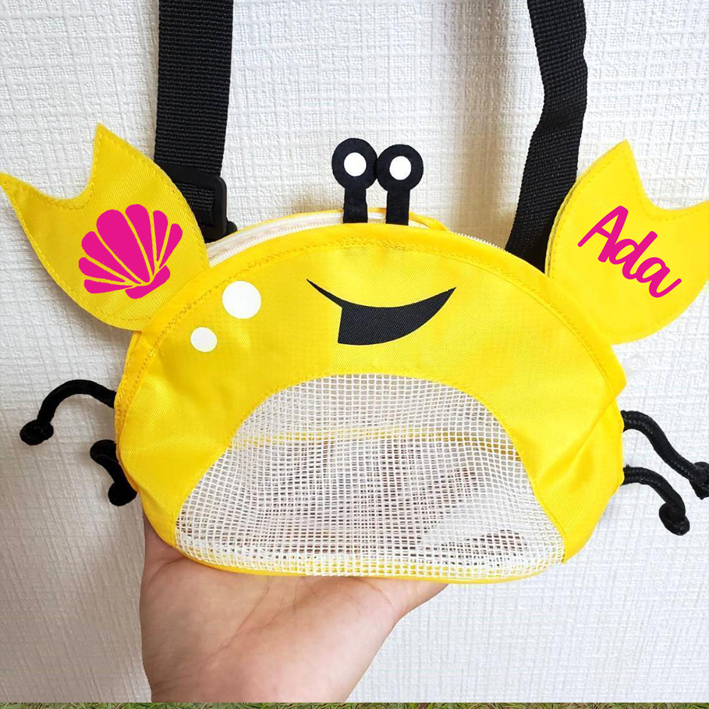 Personalized Crab Seashell Zipper Mesh Beach Bag | CWBeach111