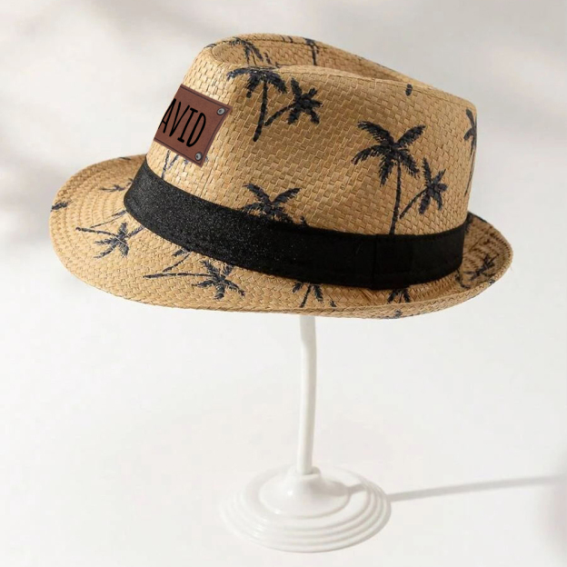 Personalized Summer Leather Patch Straw Hat for Comfort & Unique | CWBeach105