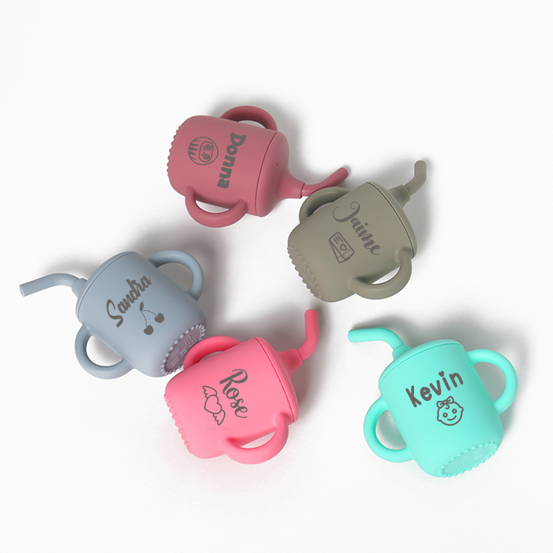 Personalised Baby Food Grade Sippy Silicone Cup  | CWBaby5301