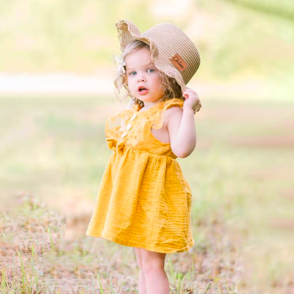 Personalized Summer Leather Patch Straw Hat for Comfort & Unique | CWBeach35