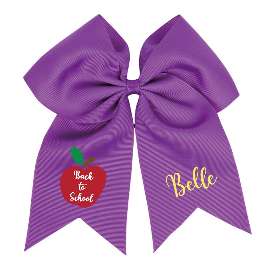 Personalized Girls Back To School Elastic Band Hair Bow | CWToy55