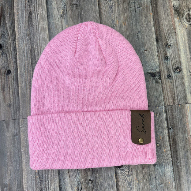 Personalized Leather Tag Infant Beanie for Comfort & Unique | HSKid31