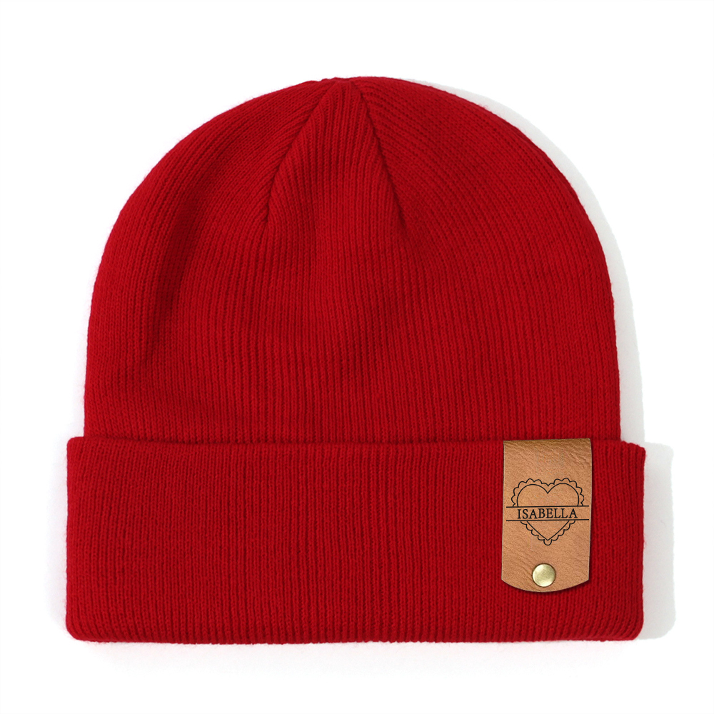 Personalized Leather Tag Infant Beanie for Comfort & Unique | HSKid31